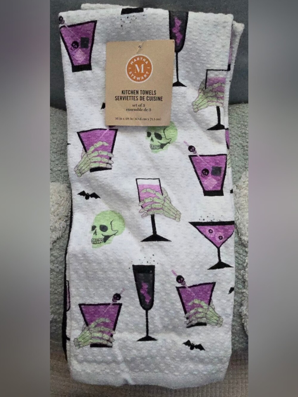 Kitchen Towels Martha Stewart Skull Drinks 3 Pc